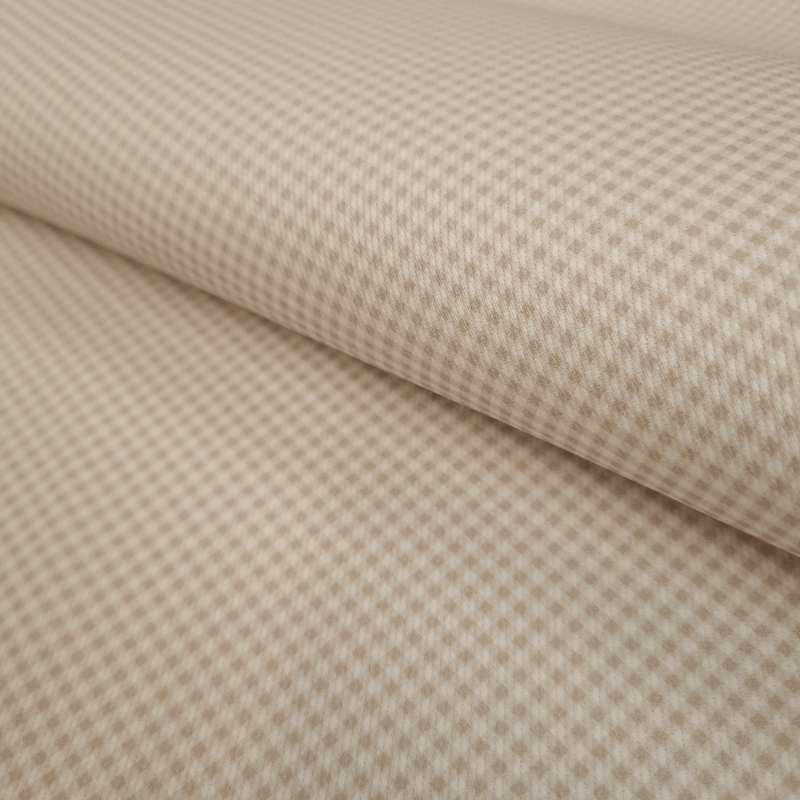 Piquet millerighe con stampa digitale H 150 cm - QUADRETTI/BEIGE