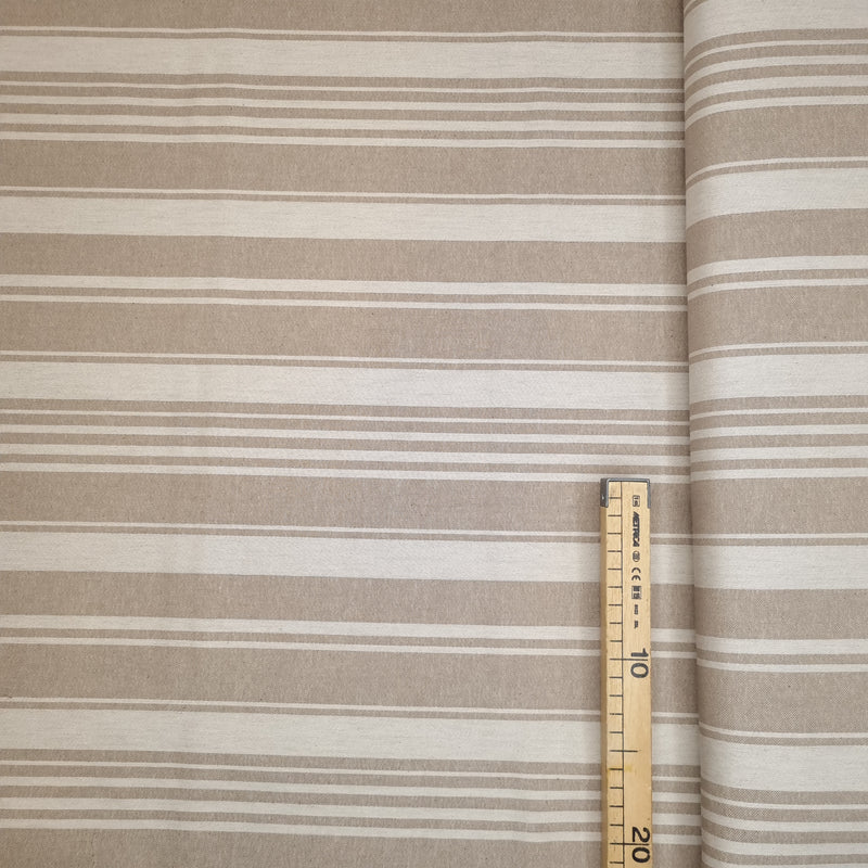 Tissu coton - RAYURES/TAUPE - coupe minimum ou multiples de 25 x 180 cm