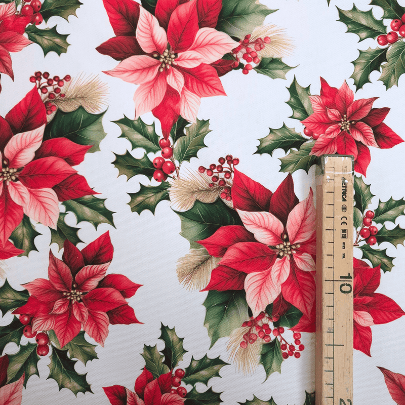 Cotone Half Panama Digital H 150 cm - STELLE DI NATALE/BIANCO