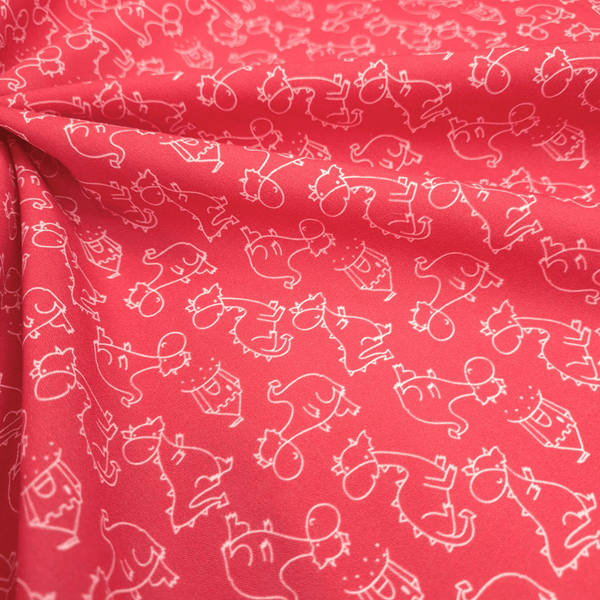 Tessuto Cotone H 150 cm - DRAGHI FONDO ROSSO