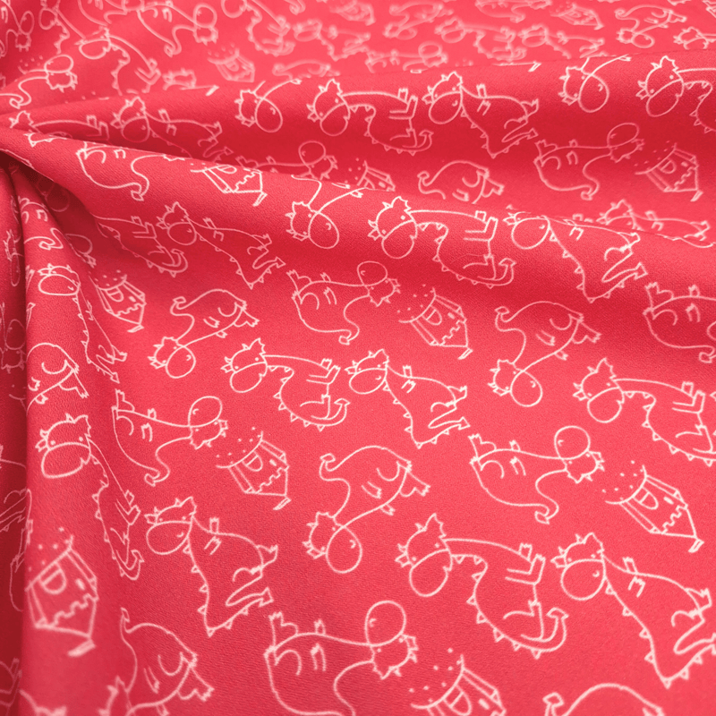 Tessuto Cotone H 150 cm - DRAGHI FONDO ROSSO