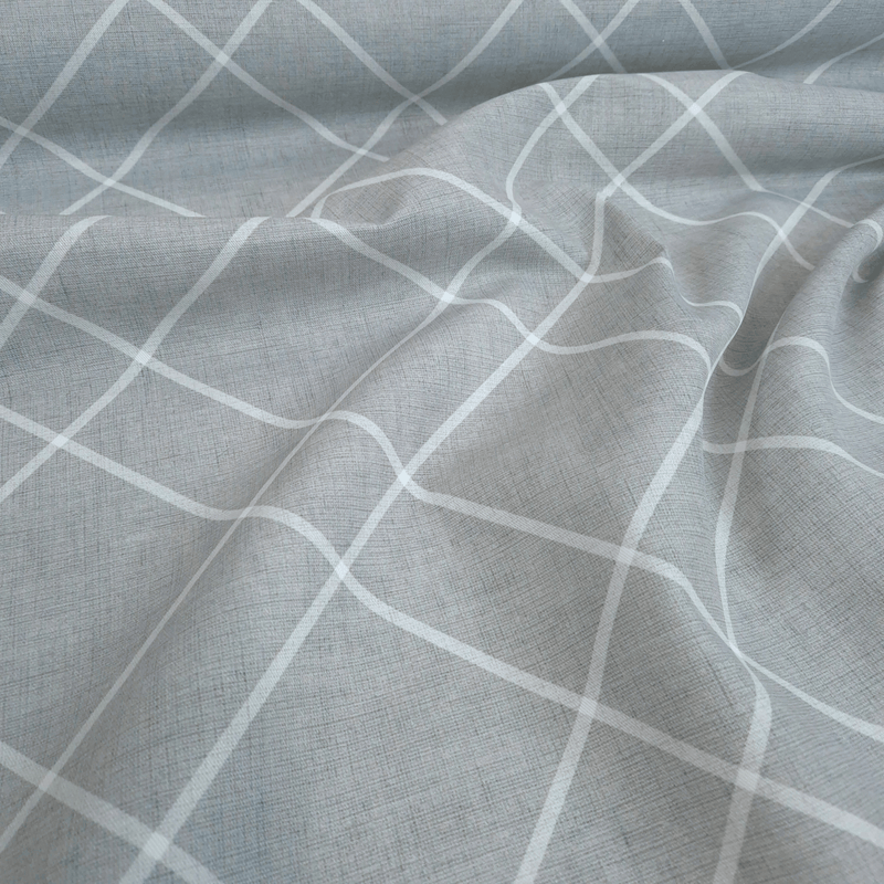 Tessuto no stiro H 150 cm - LINEE BIANCHE/GRIGIO SATURNO