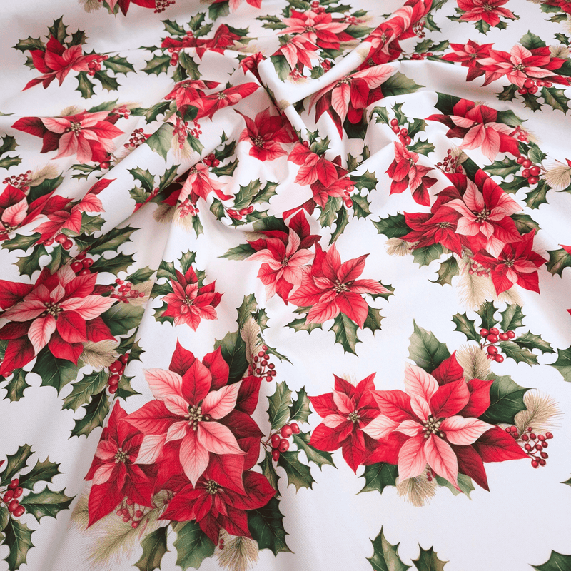 Cotone Half Panama Digital H 150 cm - STELLE DI NATALE/BIANCO