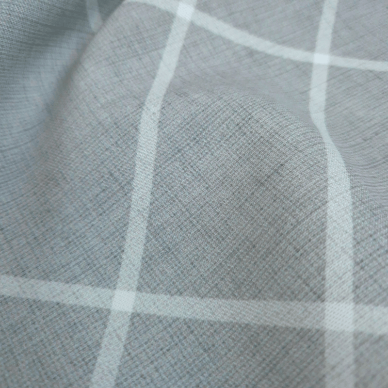 Tessuto no stiro H 150 cm - LINEE BIANCHE/GRIGIO SATURNO