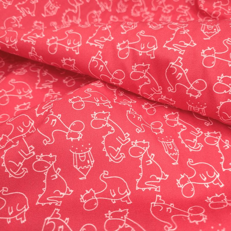 Tessuto Cotone H 150 cm - DRAGHI FONDO ROSSO