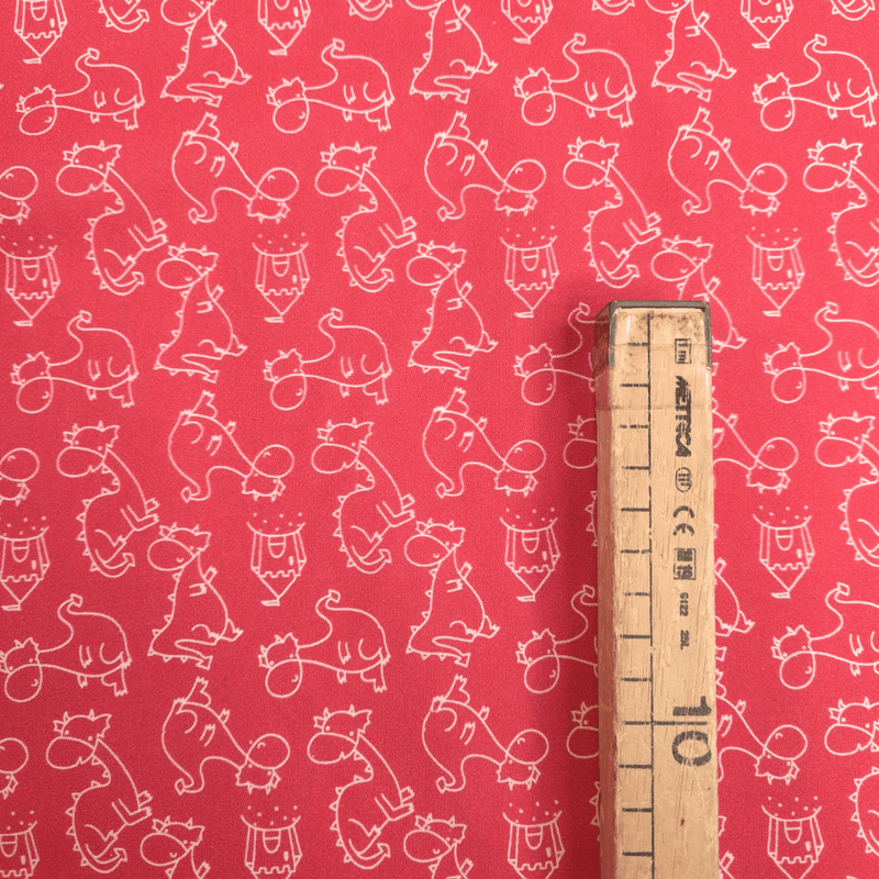Tessuto Cotone H 150 cm - DRAGHI FONDO ROSSO