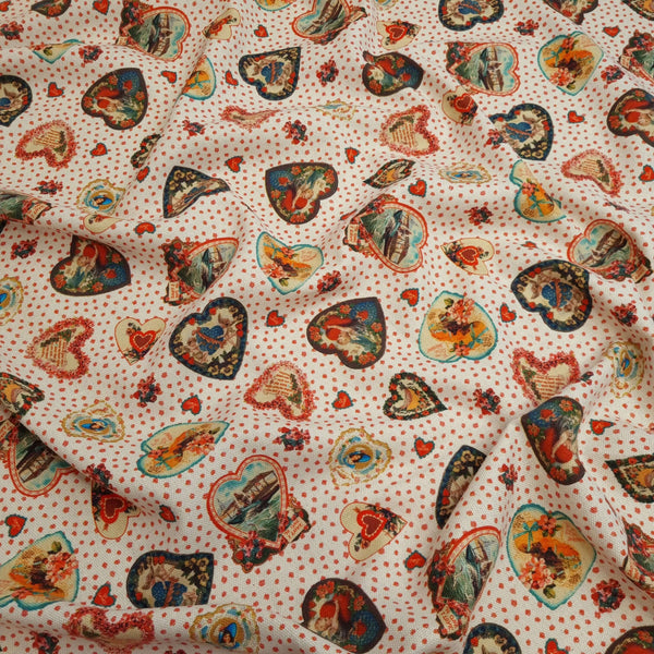 Cotone Stampa Digitale H 135/140 cm - CUORI