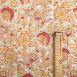 Trapuntato in tela di cotone double face H 140 cm - FIORITURA TERRACOTTA