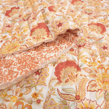 Trapuntato in tela di cotone double face H 140 cm - FIORITURA TERRACOTTA