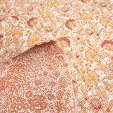 Trapuntato in tela di cotone double face H 140 cm - FIORITURA TERRACOTTA