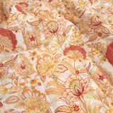 Trapuntato in tela di cotone double face H 140 cm - FIORITURA TERRACOTTA