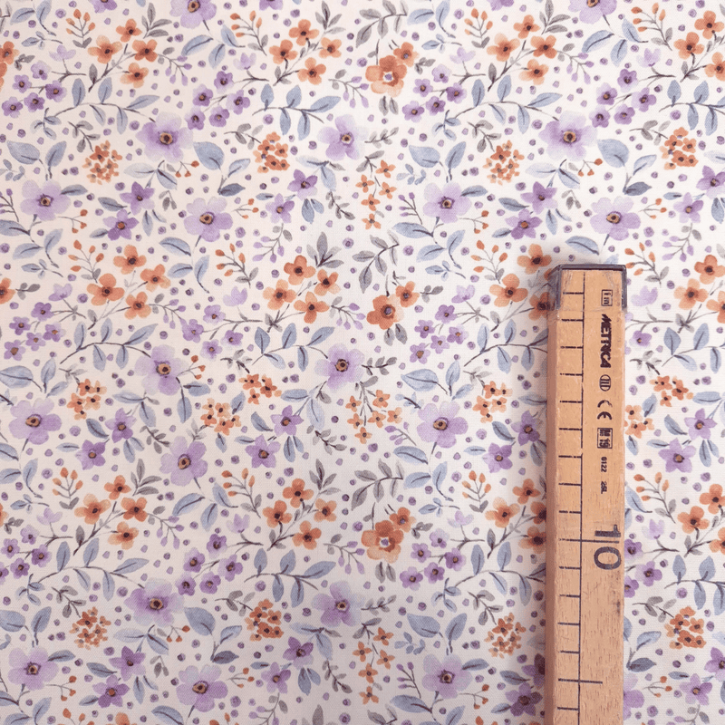 Baumwollmischung mit GRAUEN BLÄTTERN Digitaldruck – H 280 cm