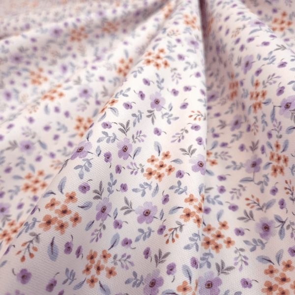 Panama Misto Cotone H 300 cm - MINI FIORELLINI LILLA