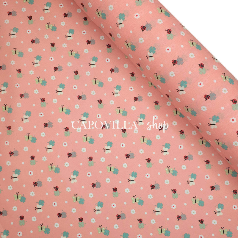 Tessuto Cotone H 140 cm - COCCINELLE/CORALLO