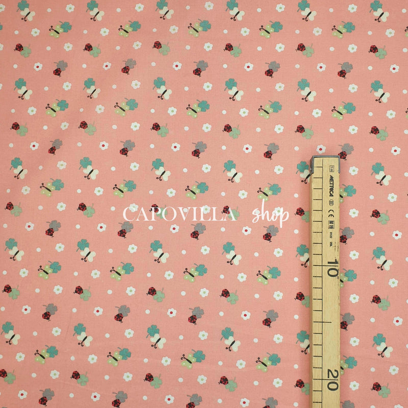 Tessuto Cotone H 140 cm - COCCINELLE/CORALLO
