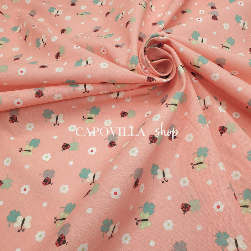 Tessuto Cotone H 140 cm - COCCINELLE/CORALLO