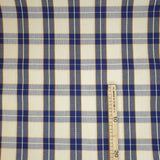 Tissu coton fil teint H 180 cm - PEINTURE ECRU/MARINE/MOUTARDE