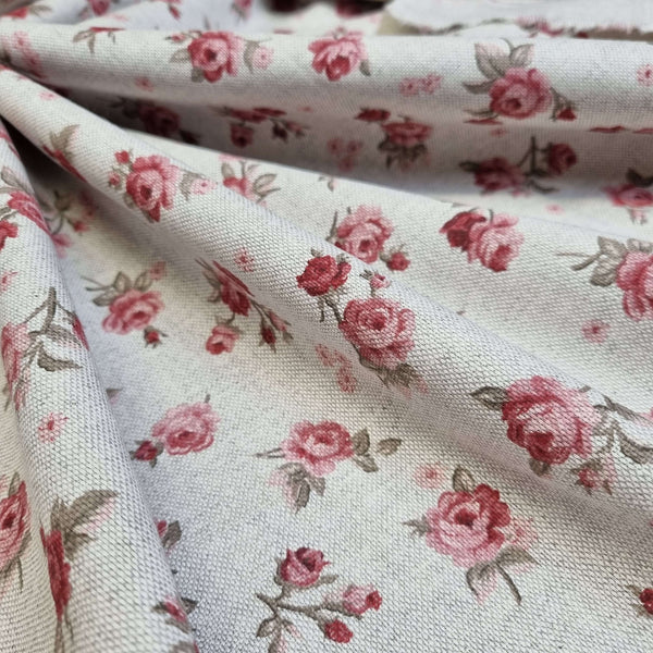 Rohbaumwolle H 280 cm - BURGUNDERROSEN