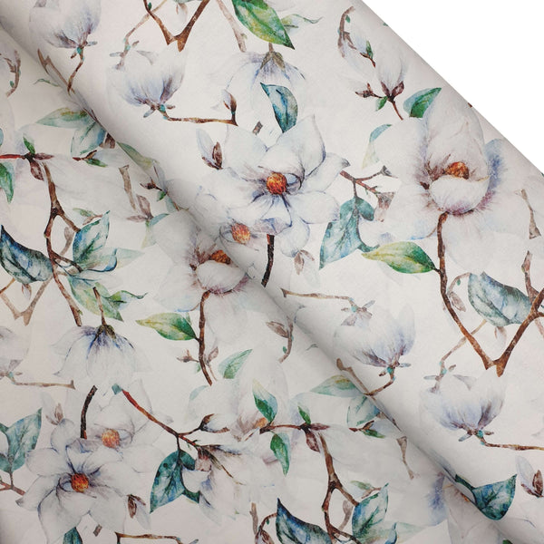 Digitaler Hintergrund aus Baumwoll-Panama – SUMMER MAGNOLIA – Mindestschnitt oder Vielfaches von 25 x 280 cm