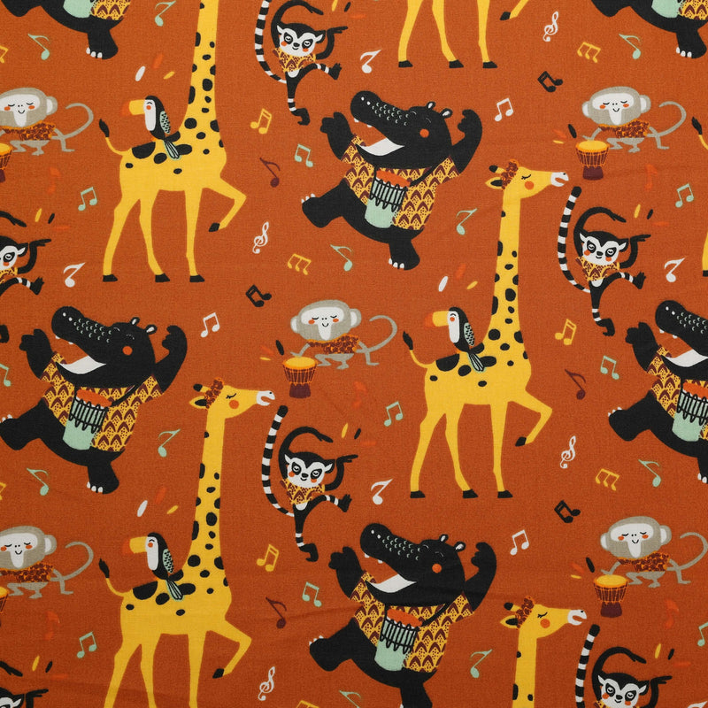Cretonne claire - SAVANE/ORANGE - coupe minimum ou multiples de 25 x 160 cm