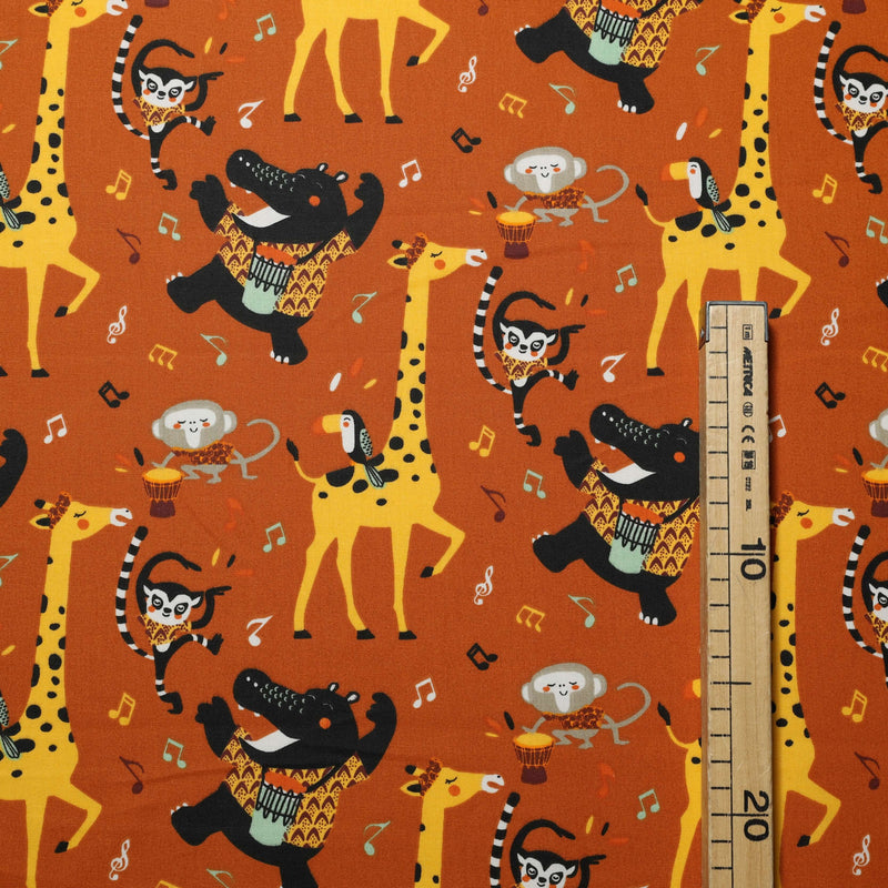 Cretonne claire - SAVANE/ORANGE - coupe minimum ou multiples de 25 x 160 cm