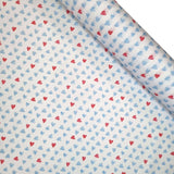 Tessuto Cotone H 150 cm - CUORI AZZURRI