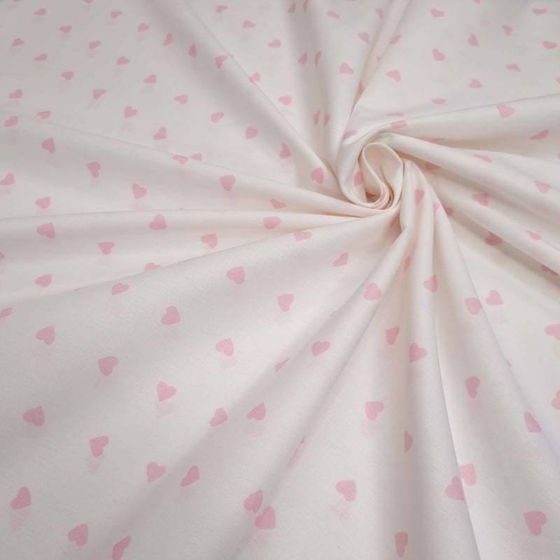 Tessuti Cotone H 140 cm - CUORICINI BABY ROSA