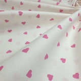Tessuto Cotone H 140 cm - BIANCO CUORICINI ROSA