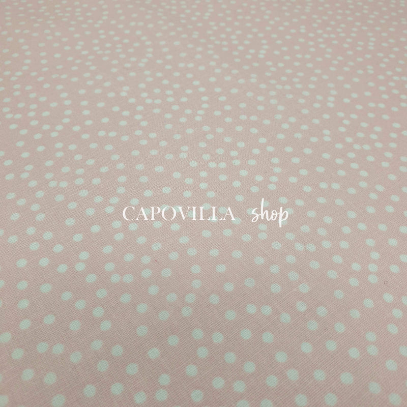 Tessuto Cotone H 140 cm - POIS BIANCHI FONDO ROSA