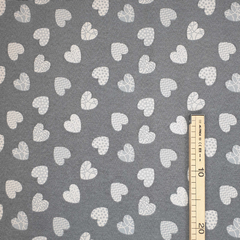 Tessuto Arredo Gobelin H 280 cm - CUORI NATURALI FONDO CARTA DA ZUCCHERO