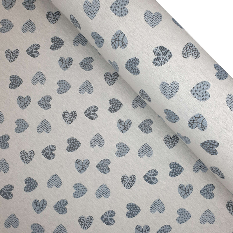 Tessuto Arredo Gobelin H 280 cm - CUORI CARTA DA ZUCCHERO FONDO NATURALE