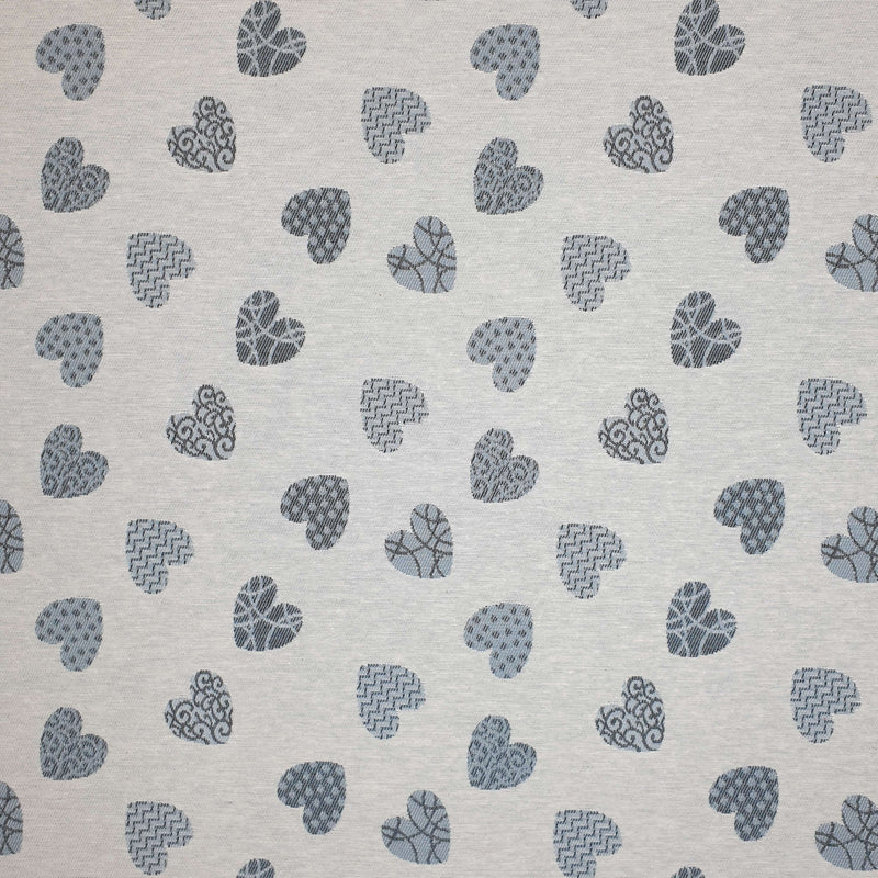 Tessuto Arredo Gobelin H 280 cm - CUORI CARTA DA ZUCCHERO FONDO NATURALE