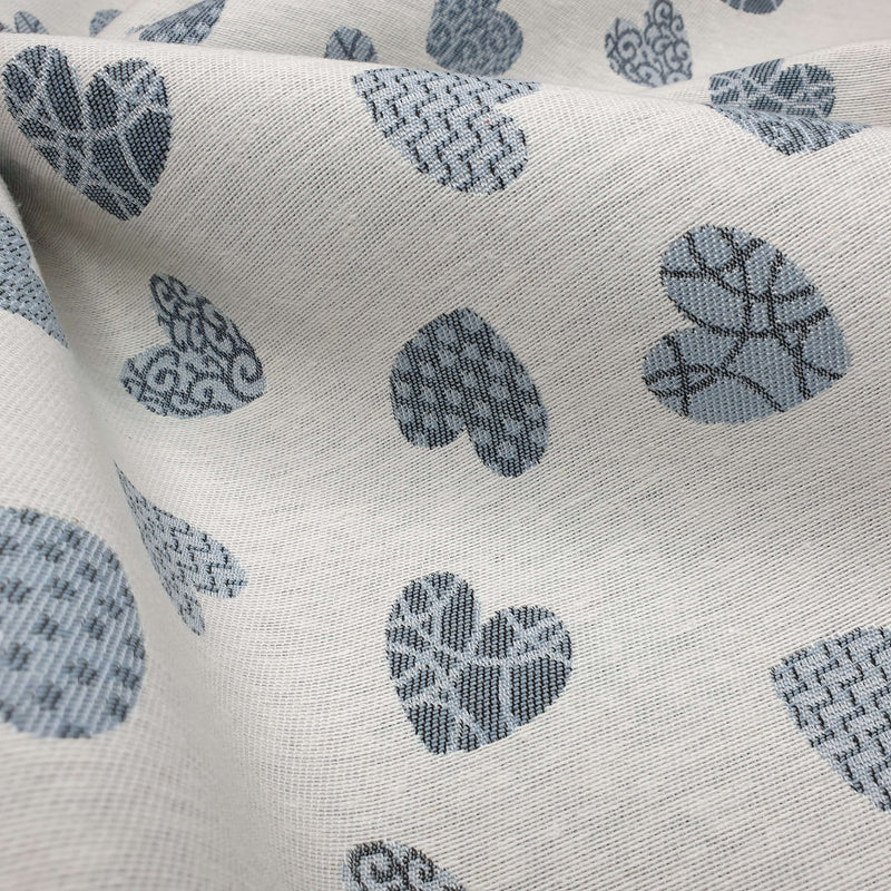 Tessuto Arredo Gobelin H 280 cm - CUORI CARTA DA ZUCCHERO FONDO NATURALE