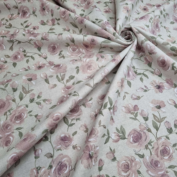 Rohbaumwolle H 280 cm - ROSA BLUMEN