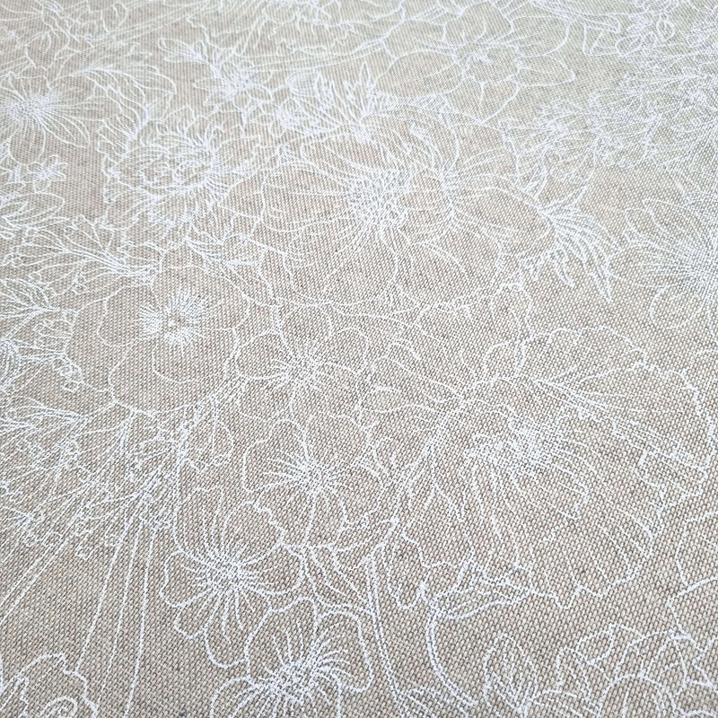 Cotone Fondo Grezzo H 280 cm - FIORI STILIZZATI