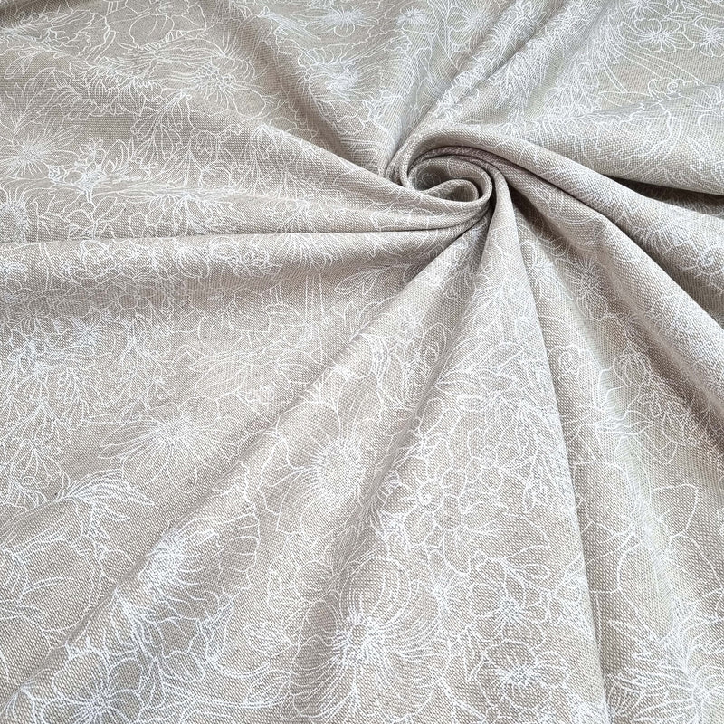 Cotone Fondo Grezzo H 280 cm - FIORI STILIZZATI