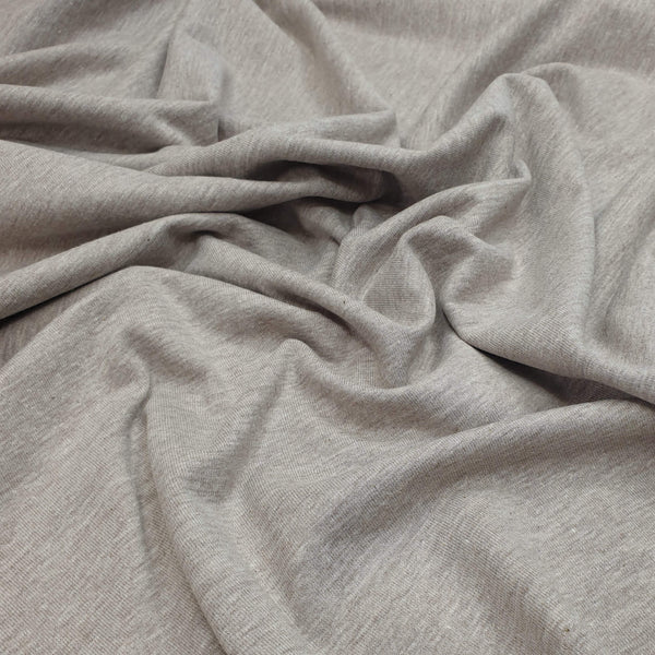 Baumwolljersey – EINFARBIG TAUPE MELANGE – Mindestzuschnitt oder Vielfaches von 25 x 150 cm