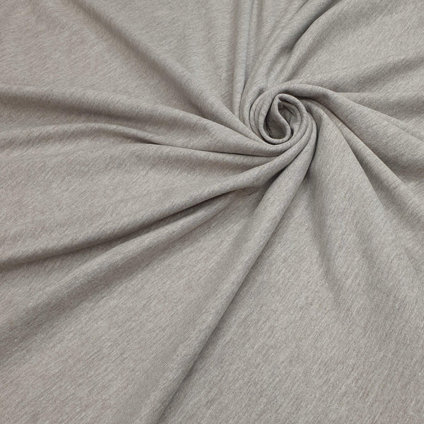 Baumwolljersey – EINFARBIG TAUPE MELANGE – Mindestzuschnitt oder Vielfaches von 25 x 150 cm