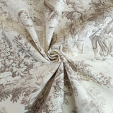 Tessuto Toile de Jouy H 280 cm - TORTORA/ECRU