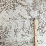 Tessuto Toile de Jouy H 280 cm - TORTORA/ECRU