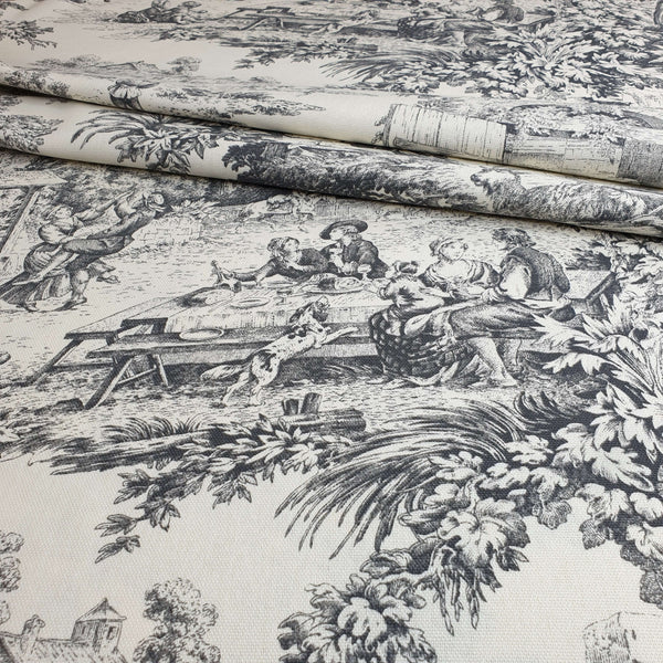 Tessuto Toile de Jouy H 280 cm - GRIGIO/ECRU