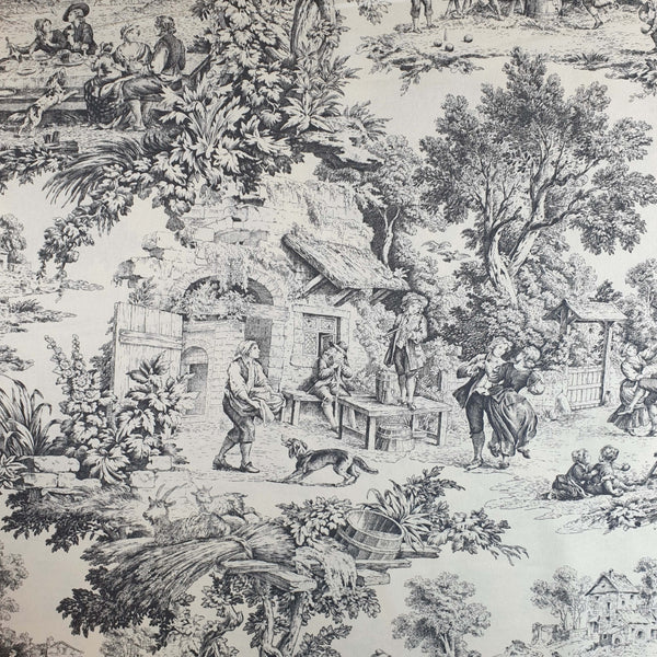 Tessuto Toile de Jouy H 280 cm - GRIGIO/ECRU