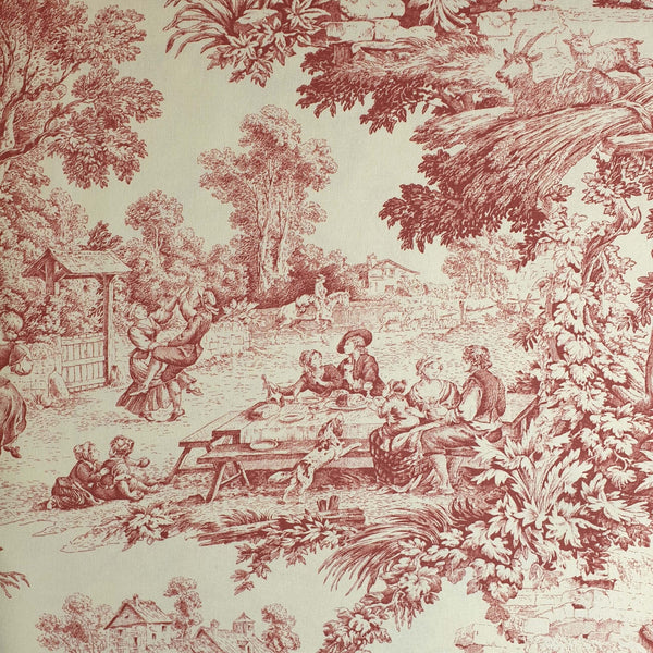 Tessuto Toile de Jouy H 280 cm - ROSSO/ECRU