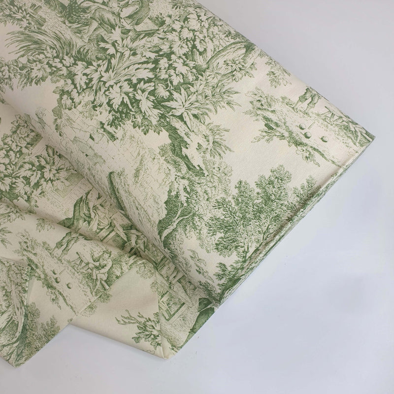 Tessuto Toile de Jouy H 280 cm - VERDE/ECRU