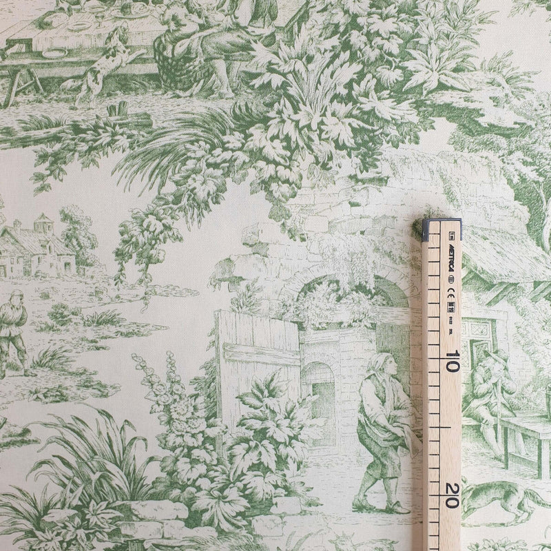 Tessuto Toile de Jouy H 280 cm - VERDE/ECRU