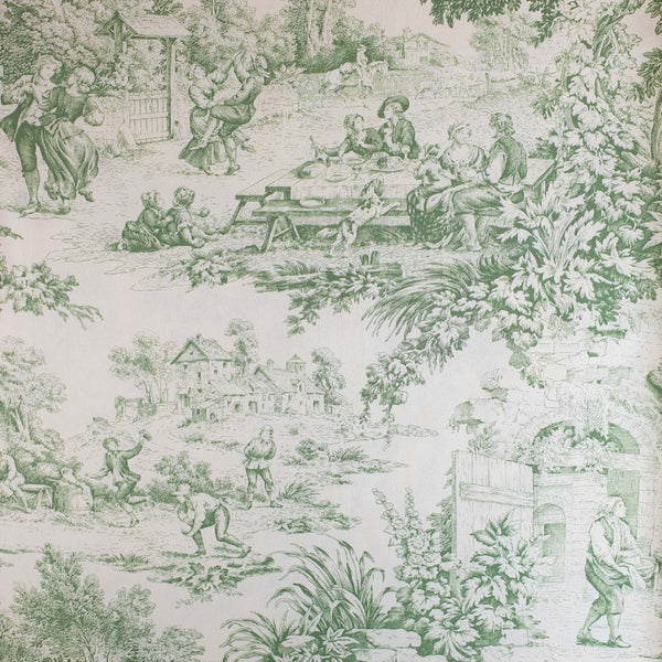 Tessuto Toile de Jouy H 280 cm - VERDE/ECRU