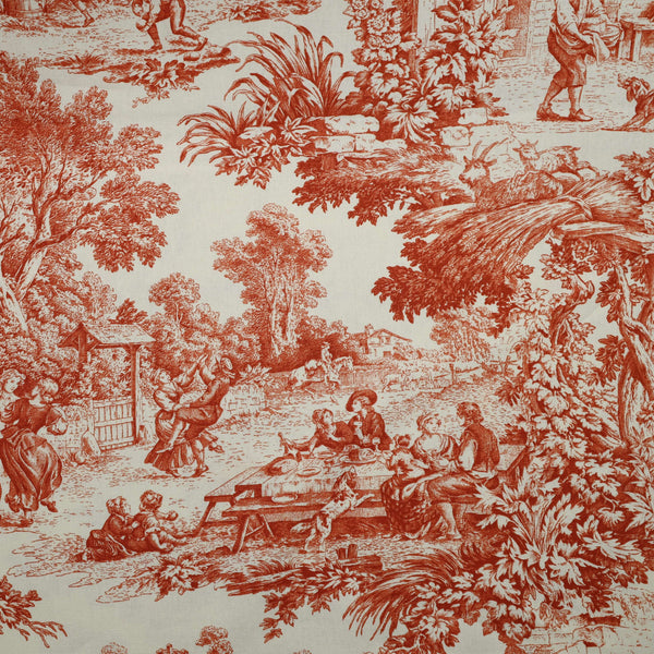 Tessuto Toile de Jouy H 280 cm - ARANCIO/ECRU