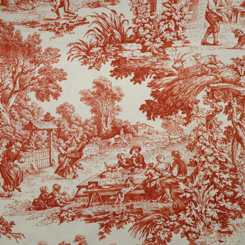 Tessuto Toile de Jouy H 280 cm - ARANCIO/ECRU