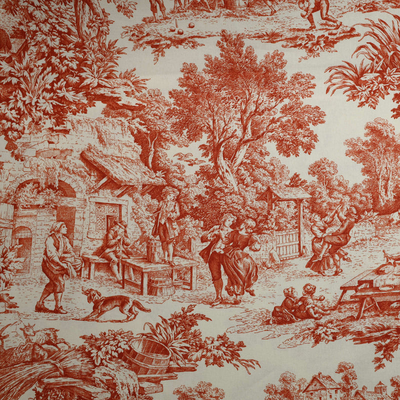 Tessuto Toile de Jouy H 280 cm - ARANCIO/ECRU