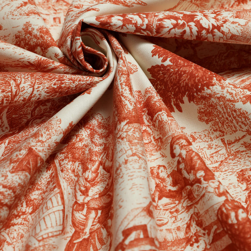 Tessuto Toile de Jouy H 280 cm - ARANCIO/ECRU